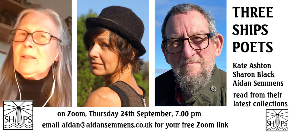 Kate Ashton, Aidan Semmens, Sharon Black, poetry readings, SHIPS, Host Gabrielle Barnby